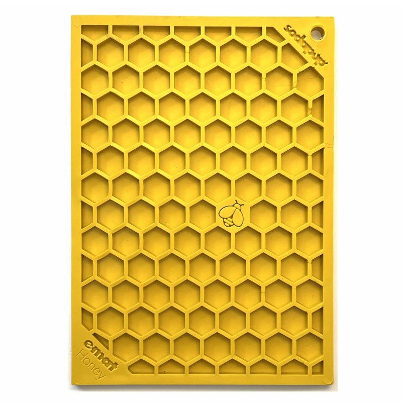 SodaPup Honeycomb Design Emat Enrichment Yellow Lick Mat Dog Toy Small