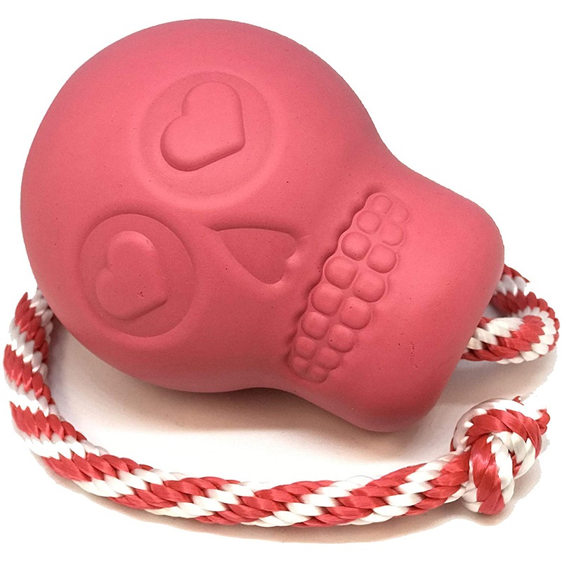 SodaPup Sugar Skull Rubber Pink Treat Dispenser & Dog Chew Toy Large