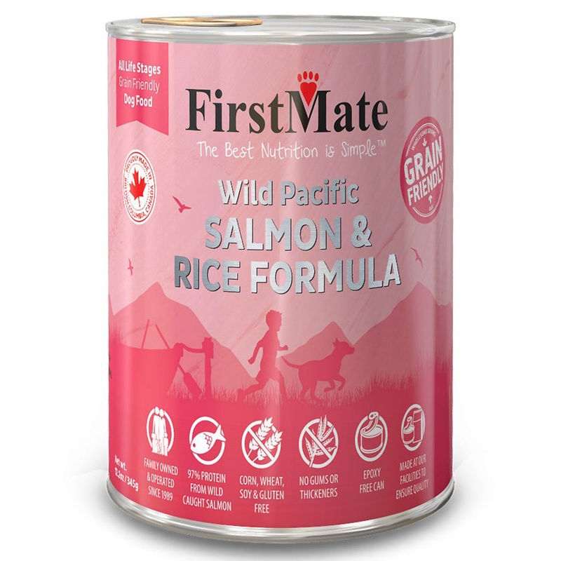 First Mate Wild Pacific Salmon & Rice Formula 12 Cans Wet Dog Food 12.2oz