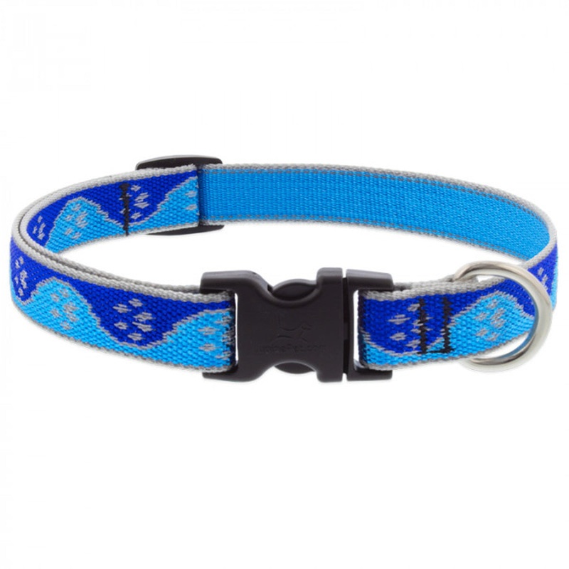 Lupine Adjustable Dog Collar 3/4" Wide X 9"-14" Neck Size High Lights Blue Paws