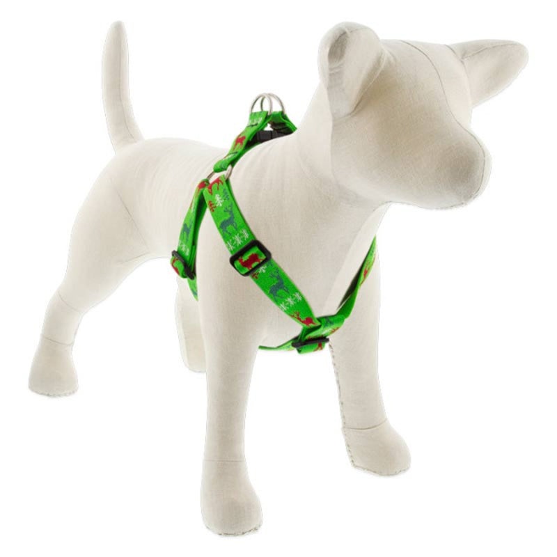 Lupine MicroBatch Holiday Designs Step In 1" Wide 19"-28" Girth Size Happy Holidays Green Dog Harness