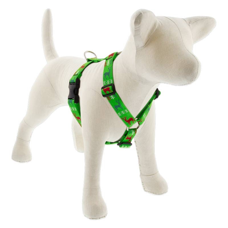 Lupine MicroBatch Roman 1" Wide 20"-30" Girth Size Happy Holidays Green Dog Harness