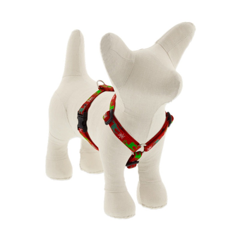 Lupine MicroBatch Roman Dog Harness 1/2" Wide 9"-14" Girth Size Happy Holidays Red