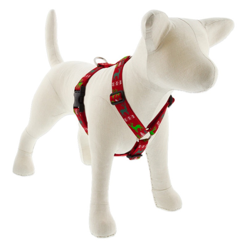 Lupine Roman Dog Harness 1" Wide 24"-38" Girth Happy Holidays Red
