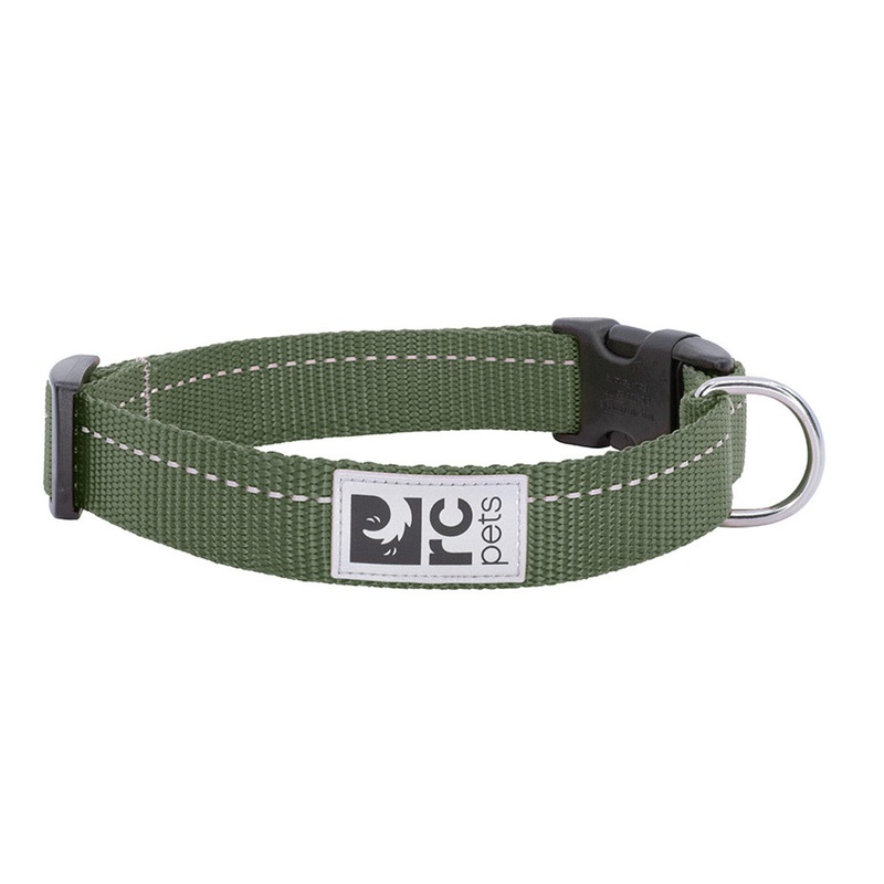 RC Pets Clip Dog Collar Dark Olive Medium 1" Width 12"-20" Neck