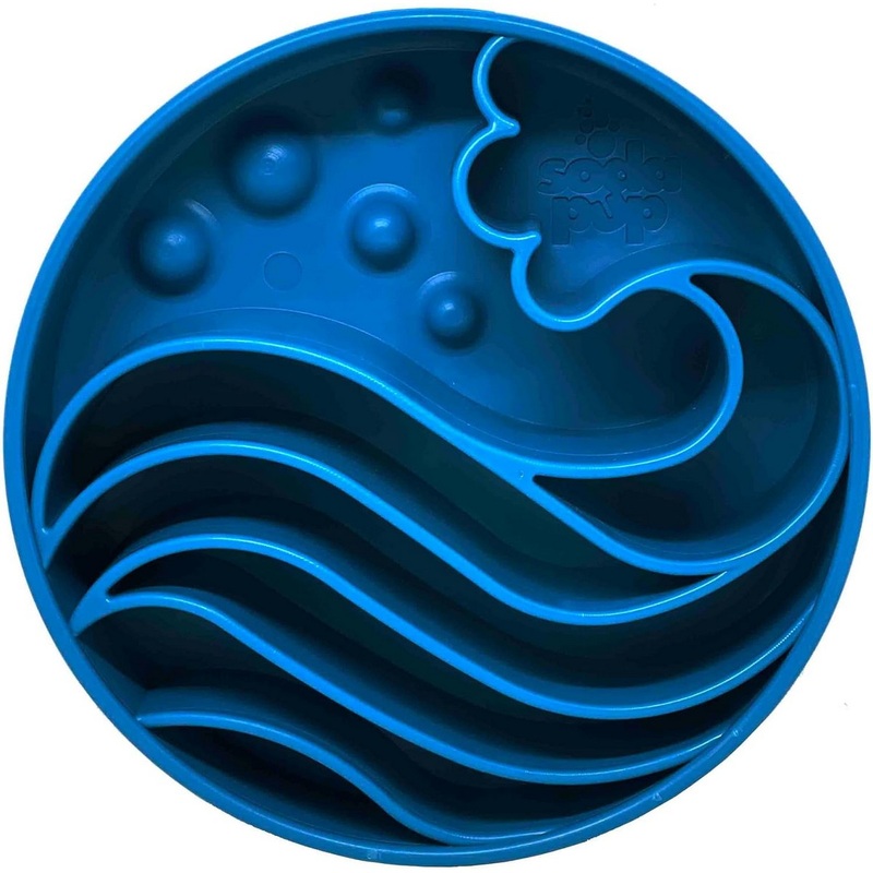 SodaPup Wave Design  eBowl Slow Feeder for Dogs Blue