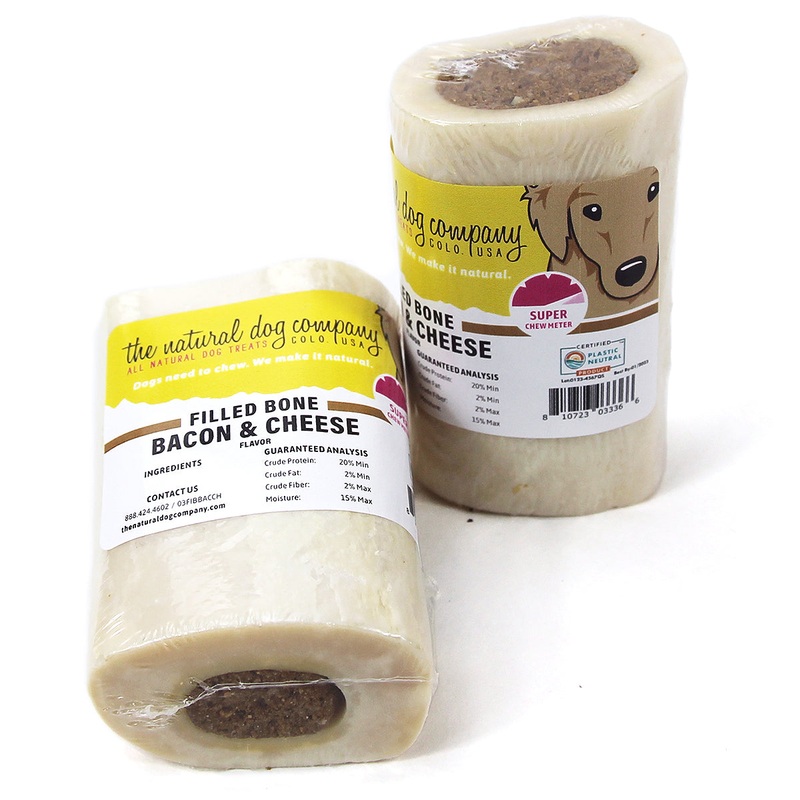 The Natural Dog Company 3" Filled Bone - Bacon and Cheese Flavor Dog Treat