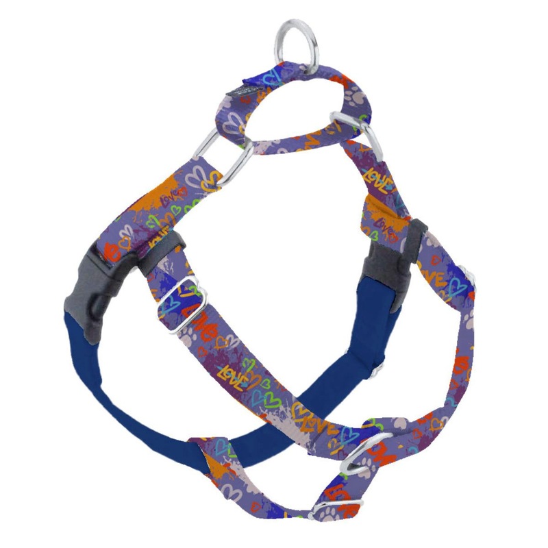 2 Hounds Design Freedom No-Pull Dog Graffiti Blue 5/8"S 14"20"