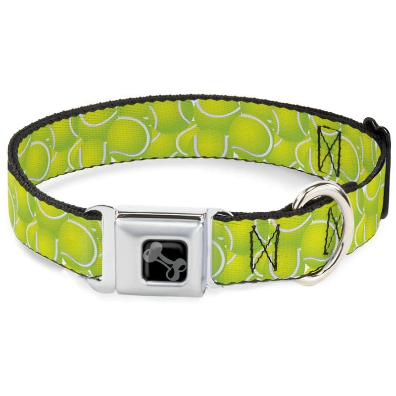 Buckle-Down Dog Bone Seatbelt Collar Tennis Balls WL 20-31