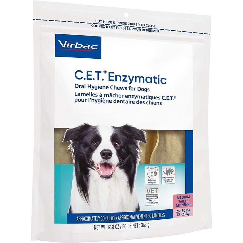Virbac C.E.T Enzymatic Oral Hygiene Chews for Medium Dogs 30Ct