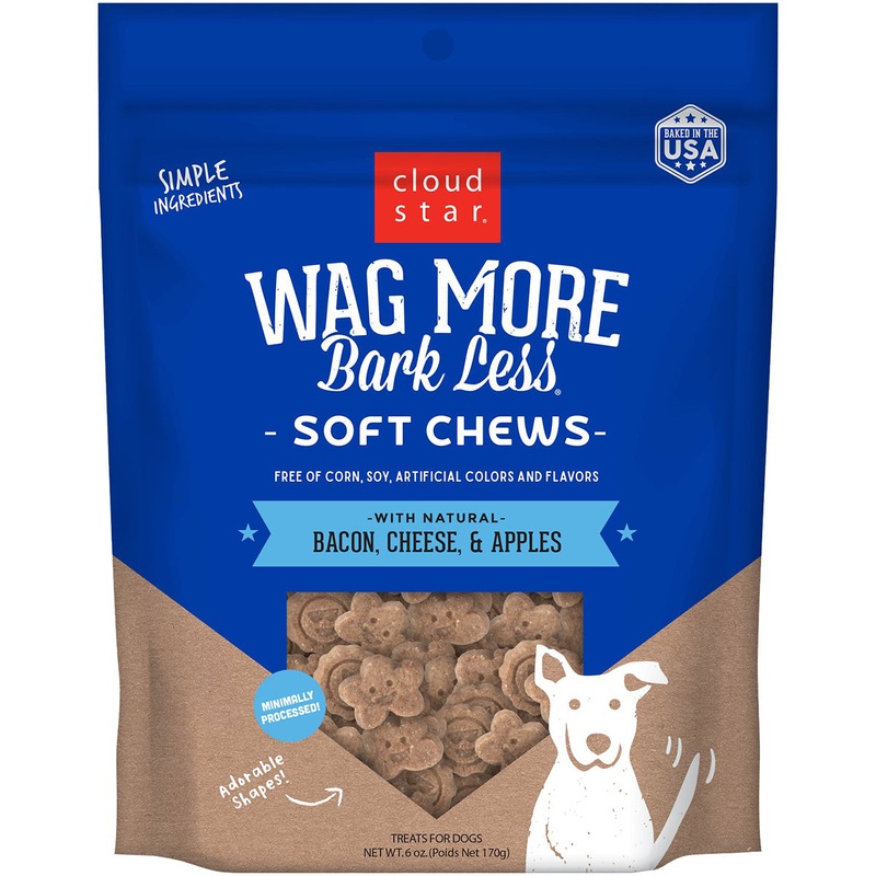 Cloud Star Wag More Bark Less Soft & Chewy with Bacon, Cheese & Apples Dog Treats 6oz