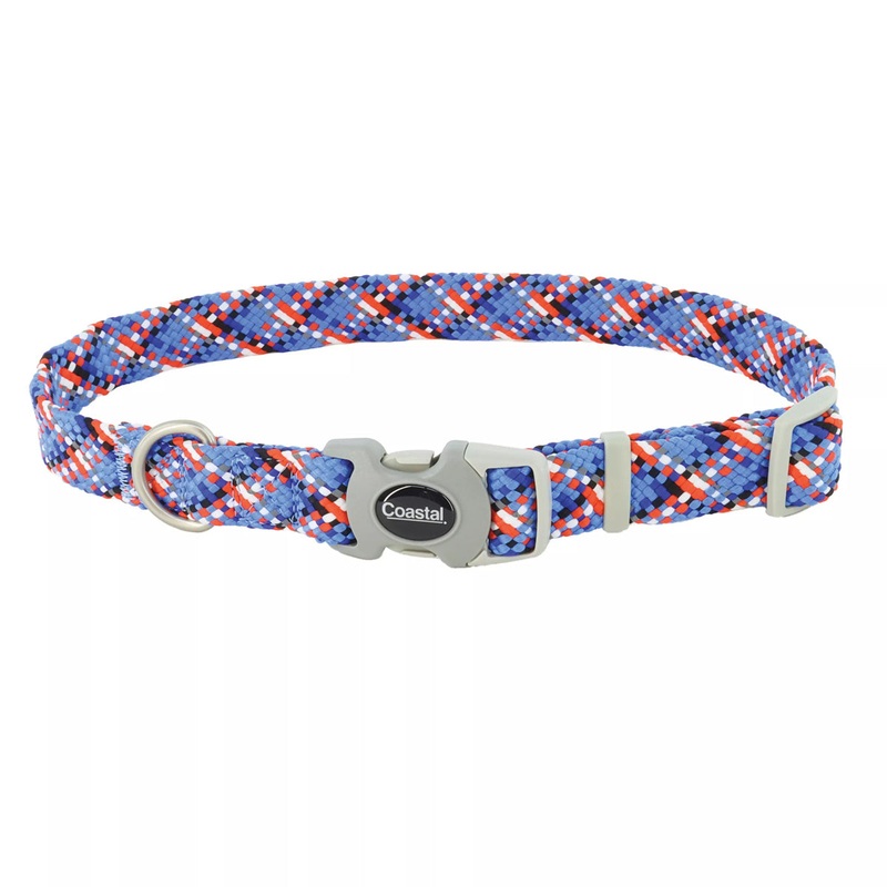Coastal Pro Active Adjustable Woven Reflective Dog Collar L Cobalt Crossed