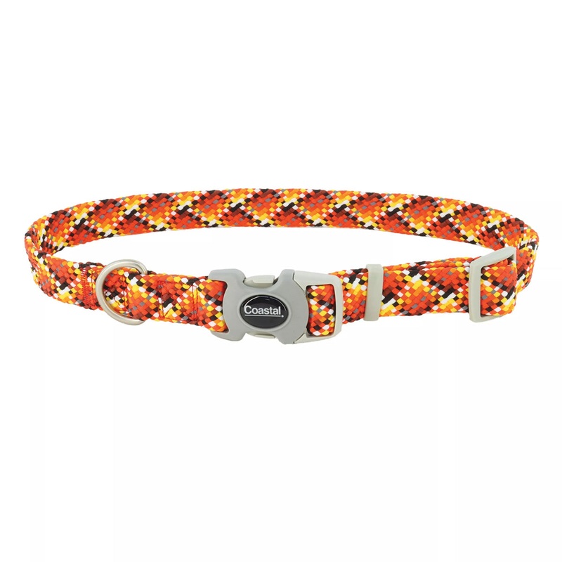 Coastal Pro Active Adjustable Woven Reflective Dog Collar XS Burning Blocks