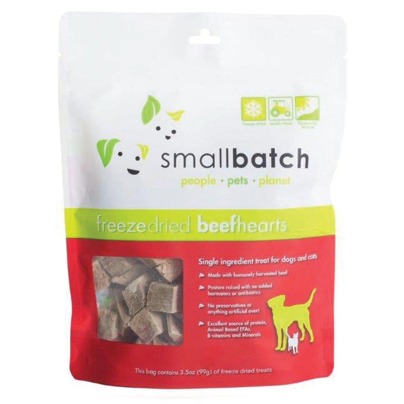 Smallbatch Freeze Dried Beef Hearts Dog Treats 3.5oz
