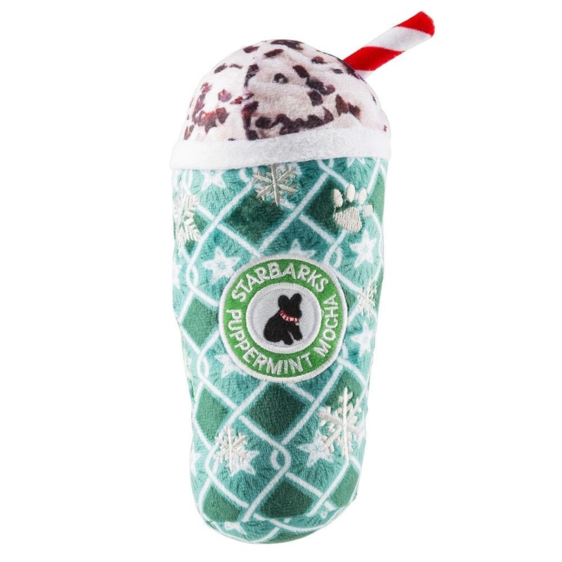 Haute Diggity Dog Starbarks Puppermint Mocha Green Stars Cup Dog Toy