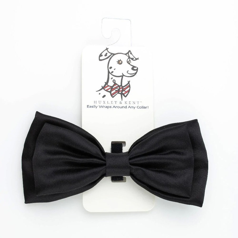 Huxley & Kent Bow Tie Black Satin For Dogs Large
