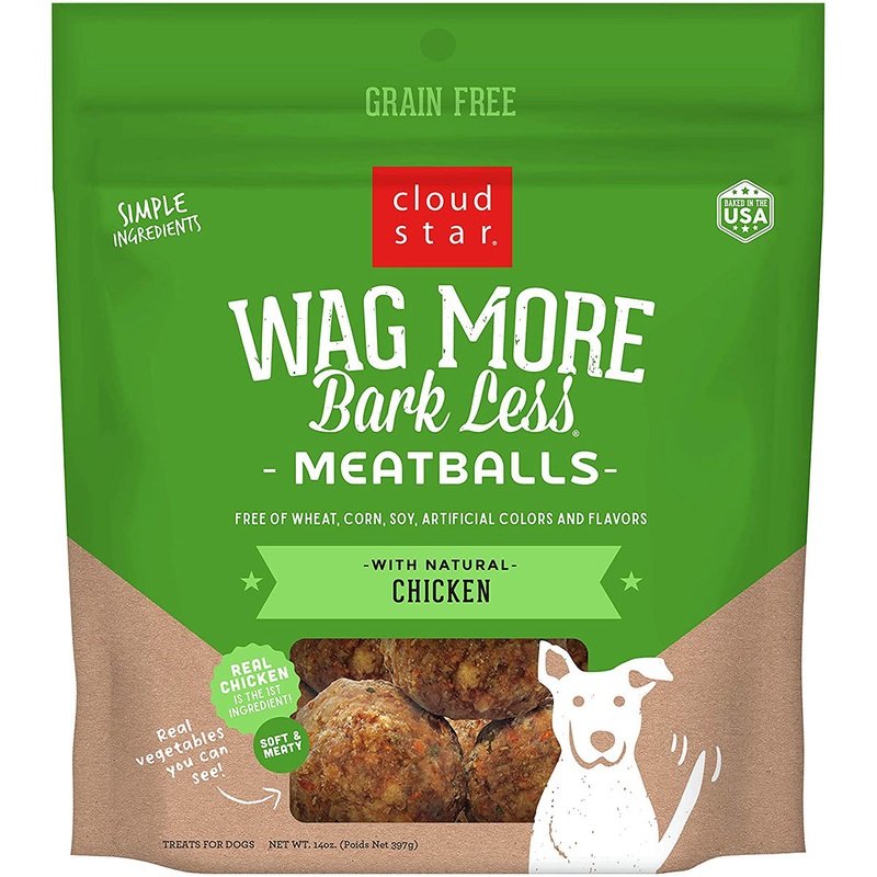 Cloud Star Wag More Bark Less Chicken Meatballs Recipe Grain-Free Dog Treats 14oz