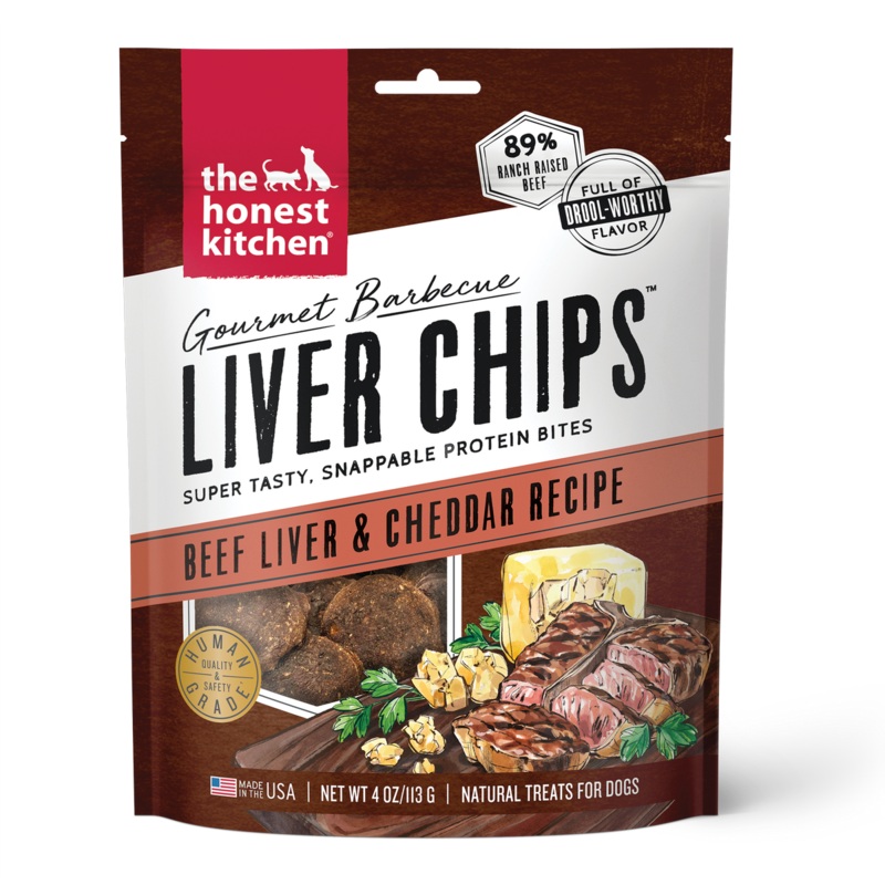 Honest Kitchen Barbecue Liver Chips Beef Dog Treats 4Oz