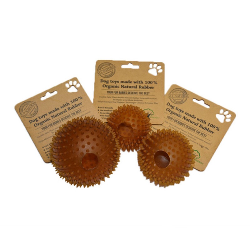 IndiPets 100% Organic Rubber Star Ball with Hole Dog Toy 4"