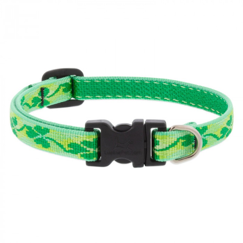 Lupine Adjustable Dog Collar 1" Wide X16"-28" Neck Size Shamrock