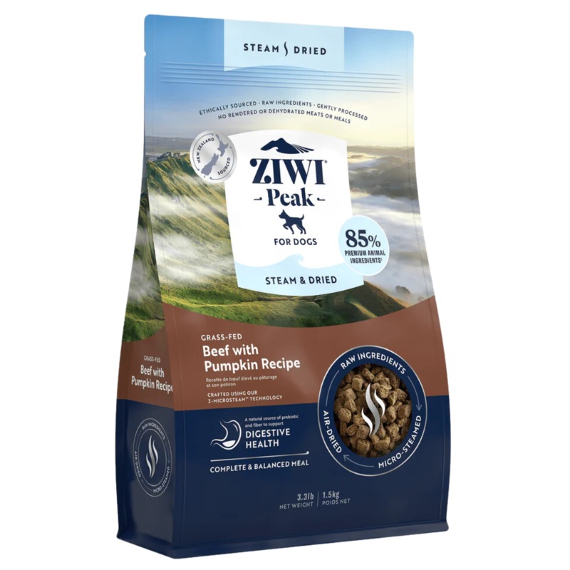 Ziwi Peak Beef & Pumpkin Steam Dried Dog Food 3.3lb