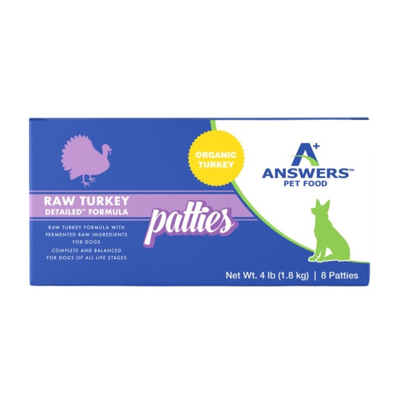 A+ Answers Detailed Raw Turkey Patties Frozen Dog Food 4lb