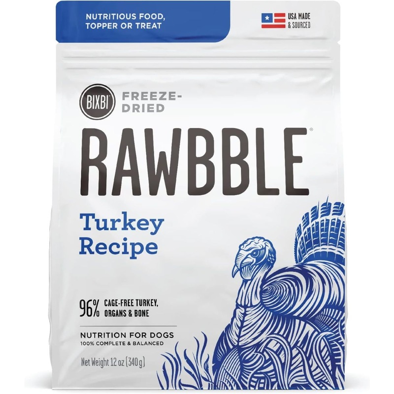 Bixbi Pet Rawbble Freeze-Dried Turkey Raw Dog Food 12oz