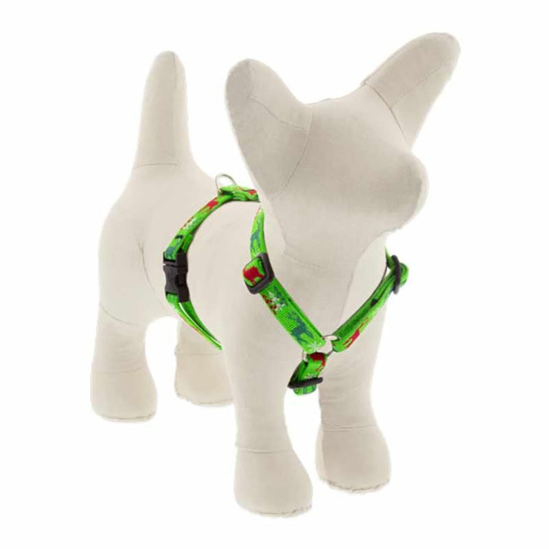 Lupine Holiday Designs Roman 1/2" Wide 9"-14" Girth Size Happy Holidays Green Dog Harness