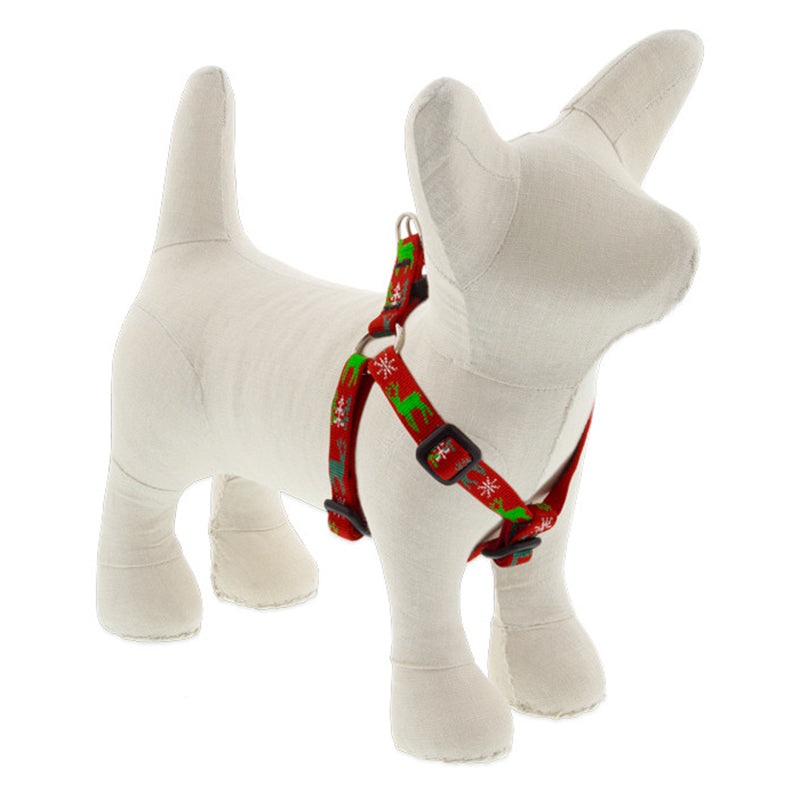 Lupine Holiday Step-In 1/2" Wide 10"-13" Girth Size Happy Holidays Red Dog Harness