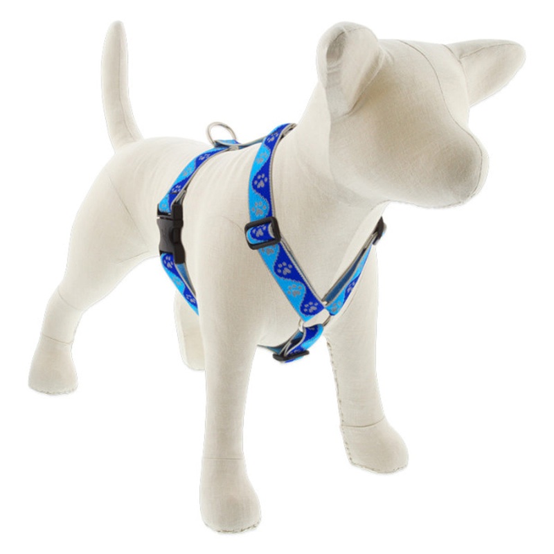 Lupine Reflective Roman Dog Harness 1" Wide 24"-38" Girth Blue Paws
