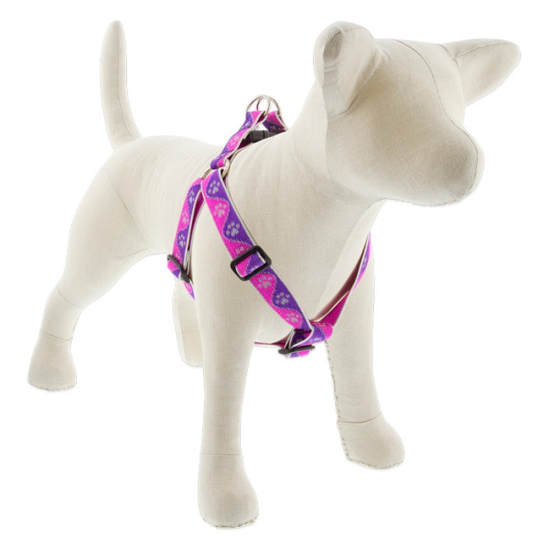 Lupine Reflective Step In Dog Harness 1" Wide 19"-28" Girth Pink Paws