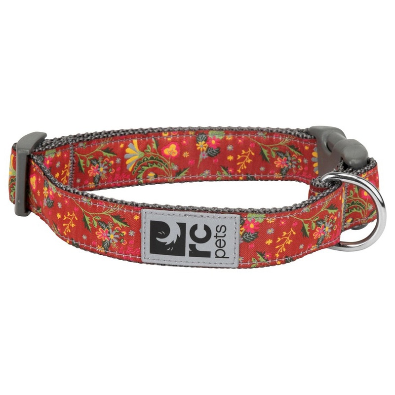 RC Pets Clip Dog Collar Clay Floral Medium 1" Width 12"-20" Neck