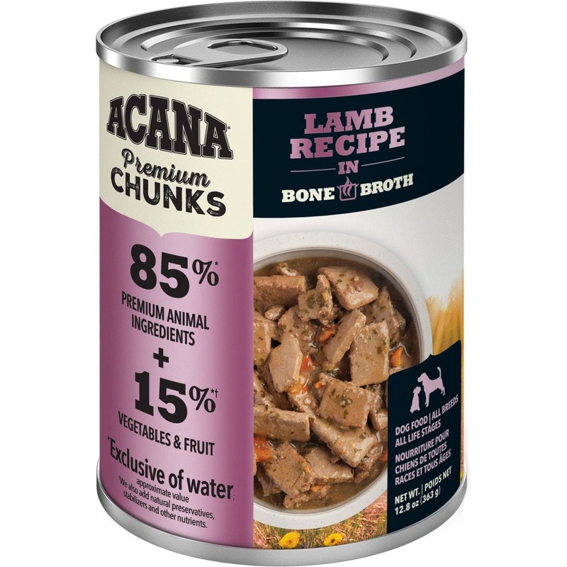 Acana Premium Chunks Lamb Recipe in Bone Broth Canned Dog Food 12.8oz