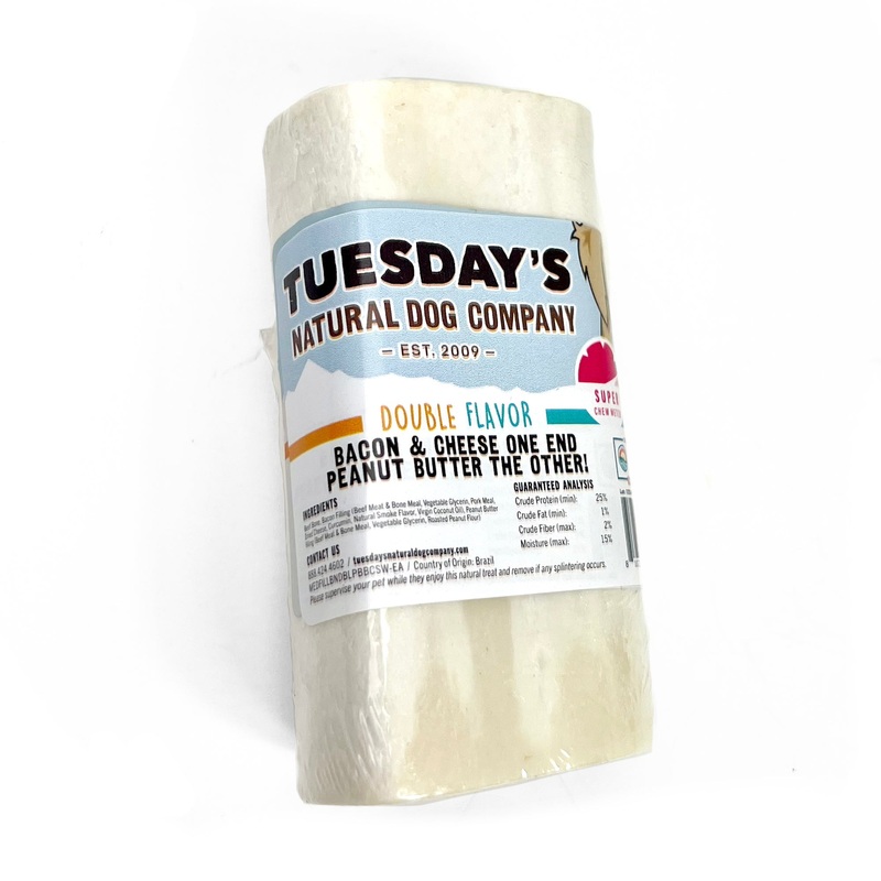 The Natural Dog Company 3" Double Filled Bone Bacon & Cheese / Peanut Butter Dog Treat