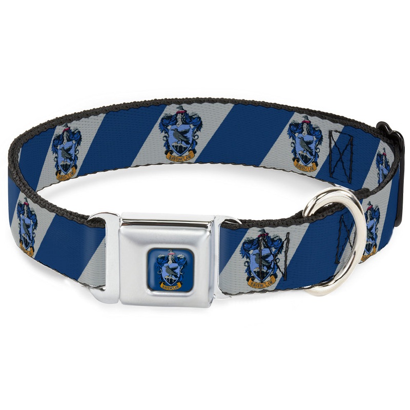 Buckele-Down RAVENCLAW Crest Full Color Blue Seatbelt Buckle Collar 9.5-13"