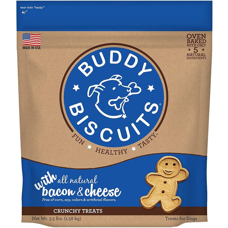 Buddy Biscuits Healthy Whole Grain Bacon Cheese Oven Baked Dog Treats 3.5lb