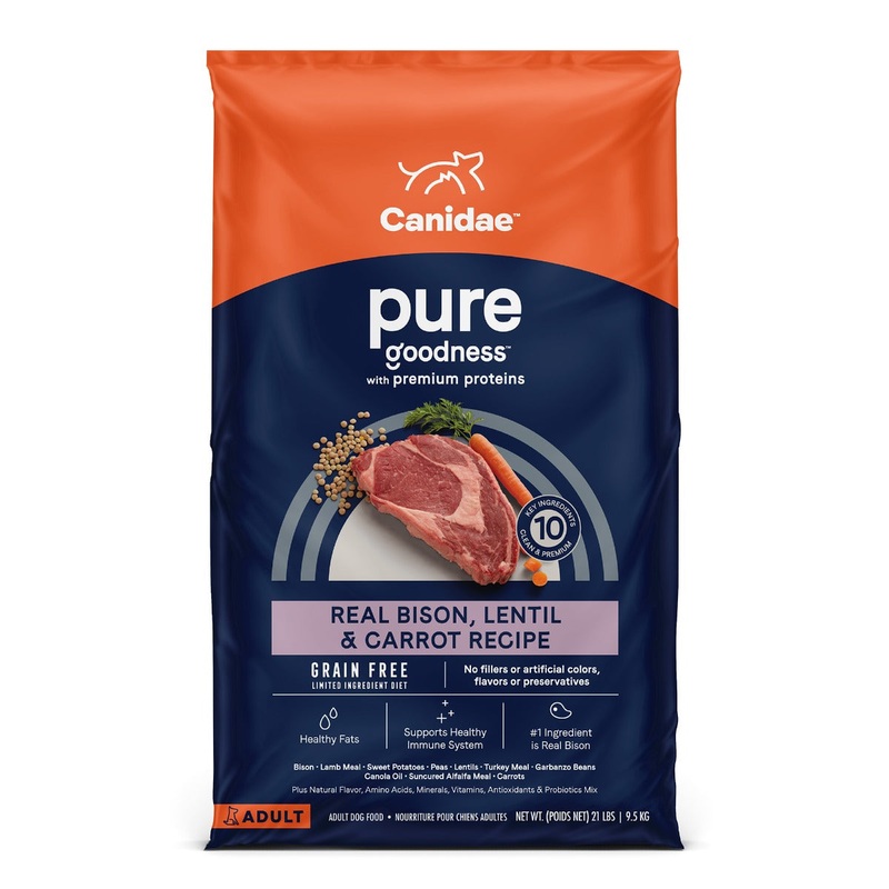 Canidae PURE Grain Free, Limited Ingredient Dry Dog Food, Bison, Lentil and Carrot, 21lbs