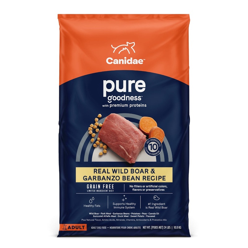 Canidae PURE Grain Free, Limited Ingredient Dry Dog Food, Wild Boar and Garbanzo Bean, 24lbs