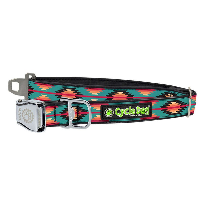 Cycle Dog Teal & Fuchsia Campfire Blanket Large Dog Collar