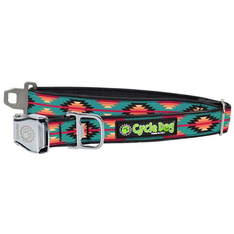 Cycle Dog Teal & Fuchsia Campfire Blanket Medium Dog Collar