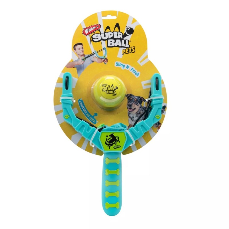 Wham-O Pets Sling 'N' Fetch Launcher Squeaky Ball Dog Toy Blue