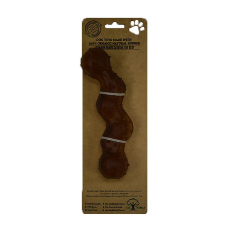 IndiPets  100% Organic Rubber Spikey Snake Dog Toy 8"