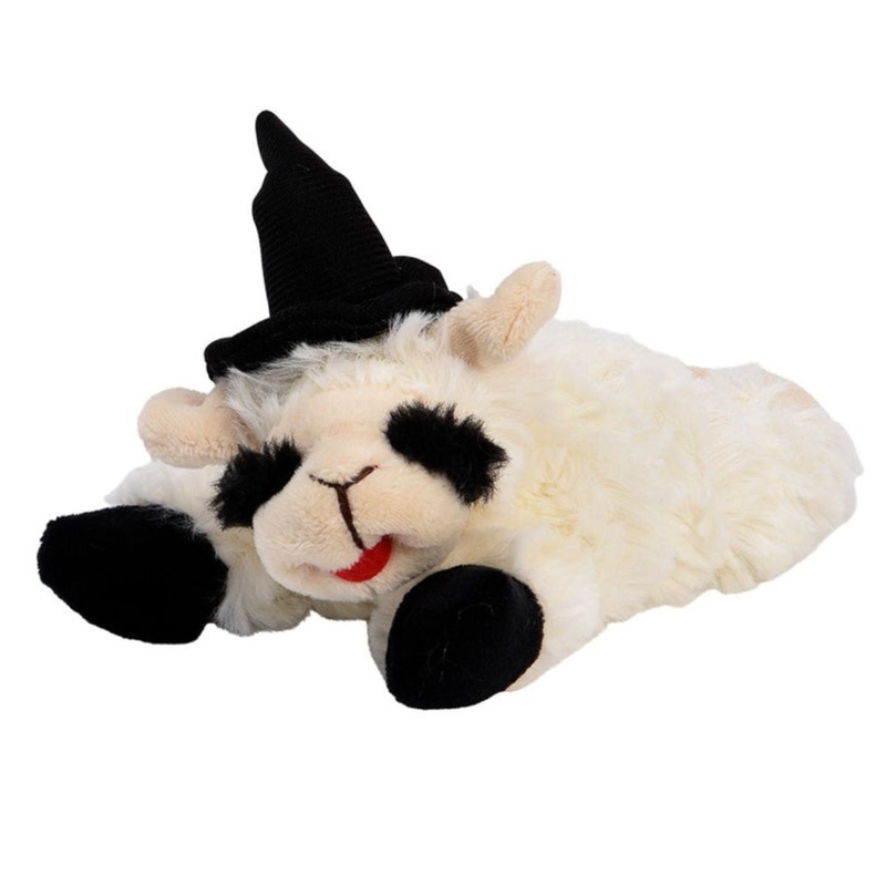 Multipet Halloween Witch Lamb Chop w/Black Hat & Paws 6.5" Dog Toy