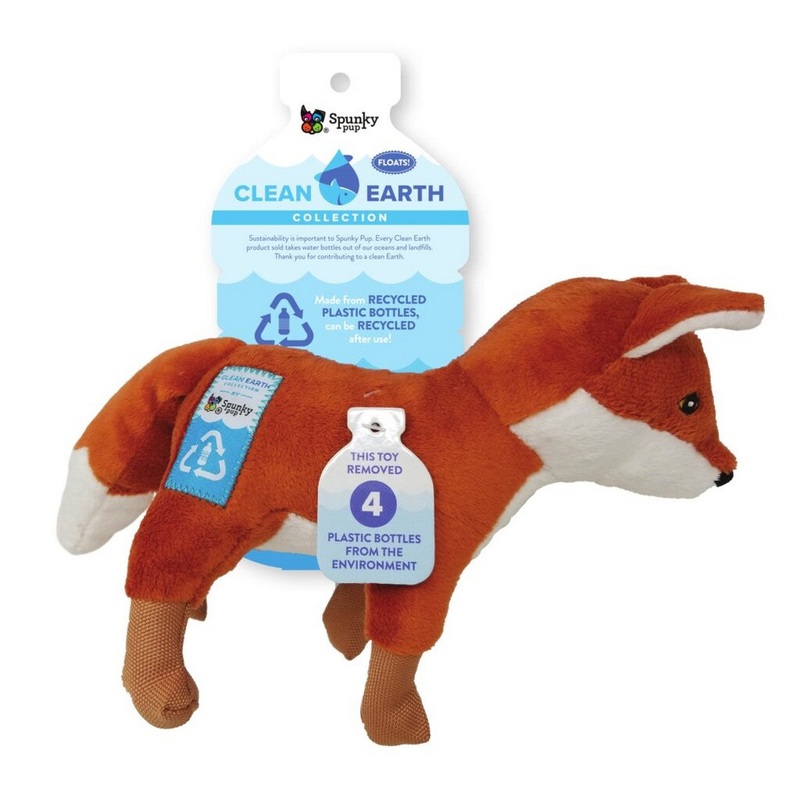Spunky Pup Clean Earth Plush Fox Dog Toy Small