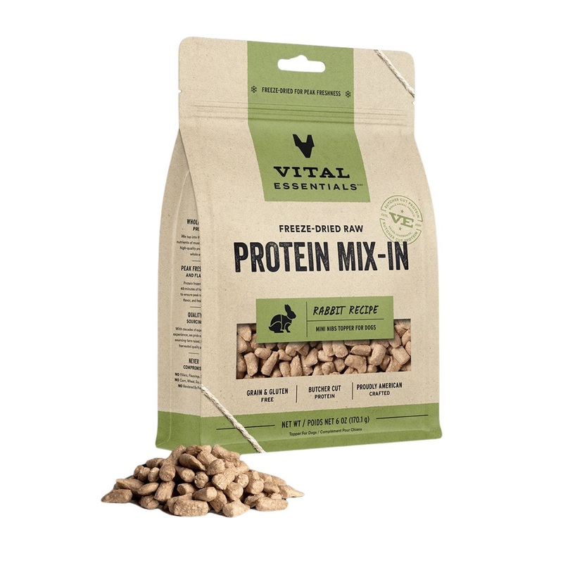 Vital Essentials Freeze Dried Topper Rabbit Mini Nibs For Dogs 18oz