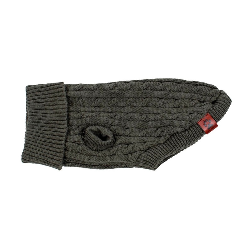 Brentwood Cable Knit Dog Sweater M Deep Lichen Green