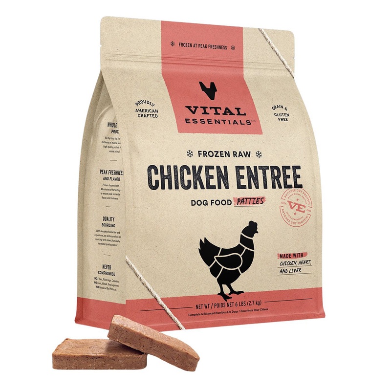 Vital Essentials Frozen Chicken Patties Dog Food 6lb