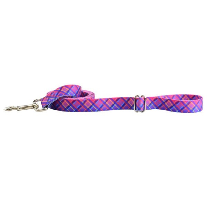 2Hounds Design Neon Sunrise Pink Plaid Dog Leash 6'
