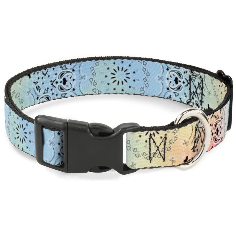 Buckle-Down Bandana Paisley Ombre Pastel Black Dog Collar Medium 11"-17" Neck Size