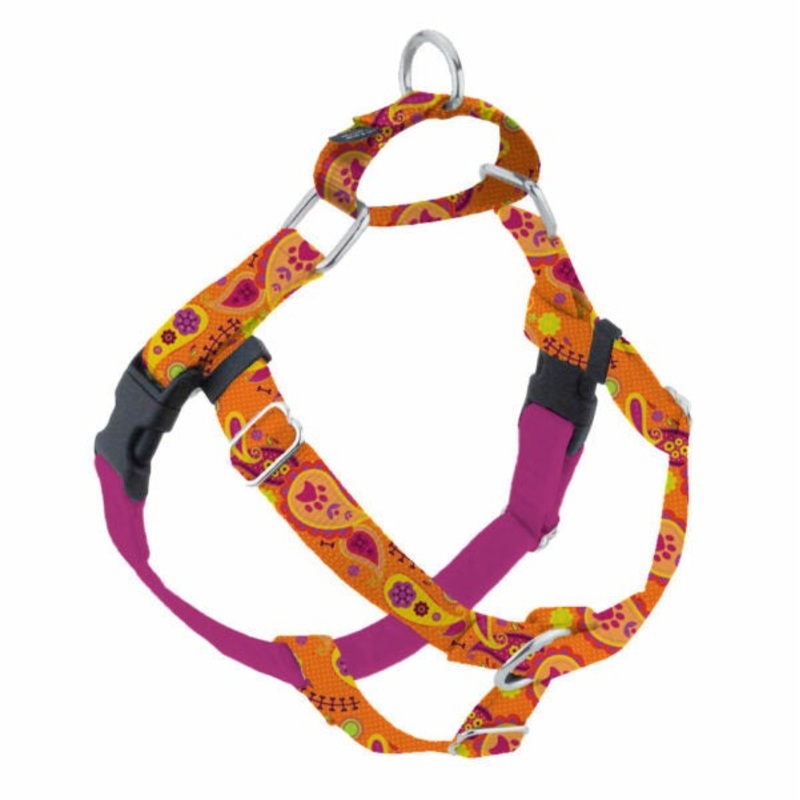 2Hounds Design Orange Paisley Freedom No-Pull Dog Harness 1" Large